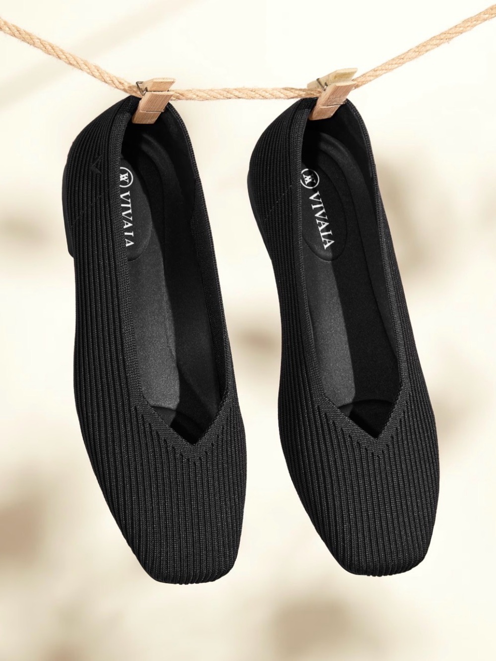 VIVAIA Margot Square Toe V-Cut Slip On Flats Size 11 Knit Comfort